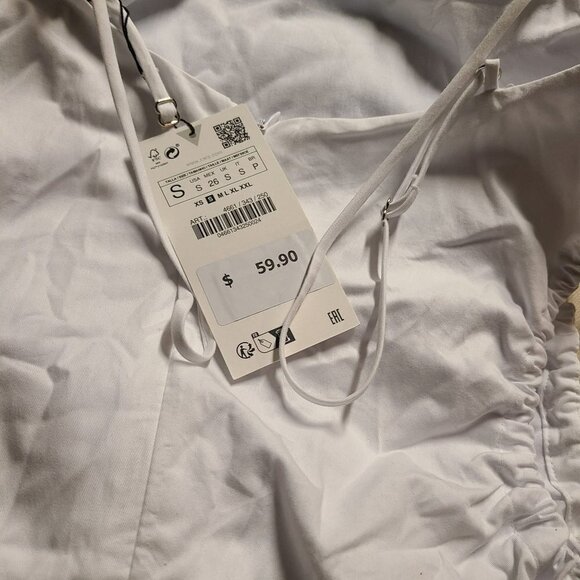 ZARA CUT OUT GABARDINE MIDI DRESS WHITE SIZE S 4661/343 - Picture 3 of 3